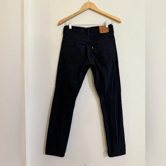Levi's 501 S Skinny Premium Black 100% Cotton Jeans Size 25 x 28 - Picture 2 of 10